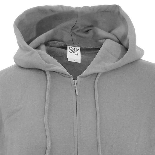 SG SG Men's Plain Full Zip Hooded Sweatshirt in Grey - 2