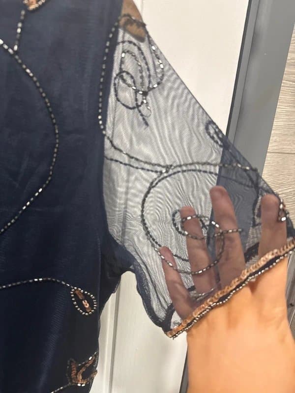 Source Unknown Navy embellished skater dress