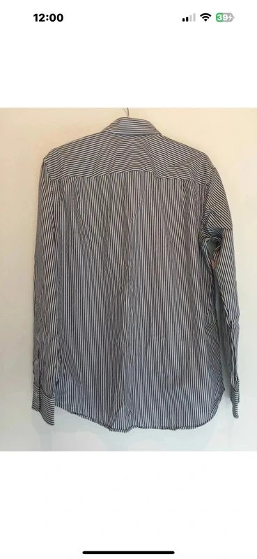 Jaeger Black White Long Sleeve Striped Shirt 15.5 Jaeger - 1