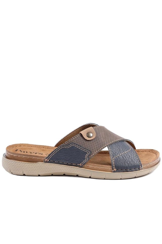 Pavers Pavers Men's Contrast Cross Strap Comfort Sandals in Brown - 2