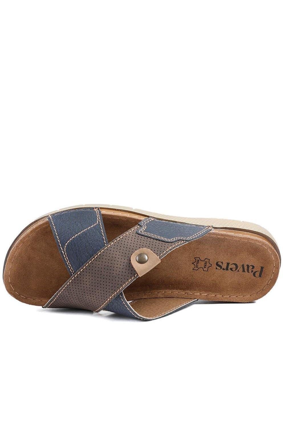 Pavers Pavers Men's Contrast Cross Strap Comfort Sandals in Brown - 4
