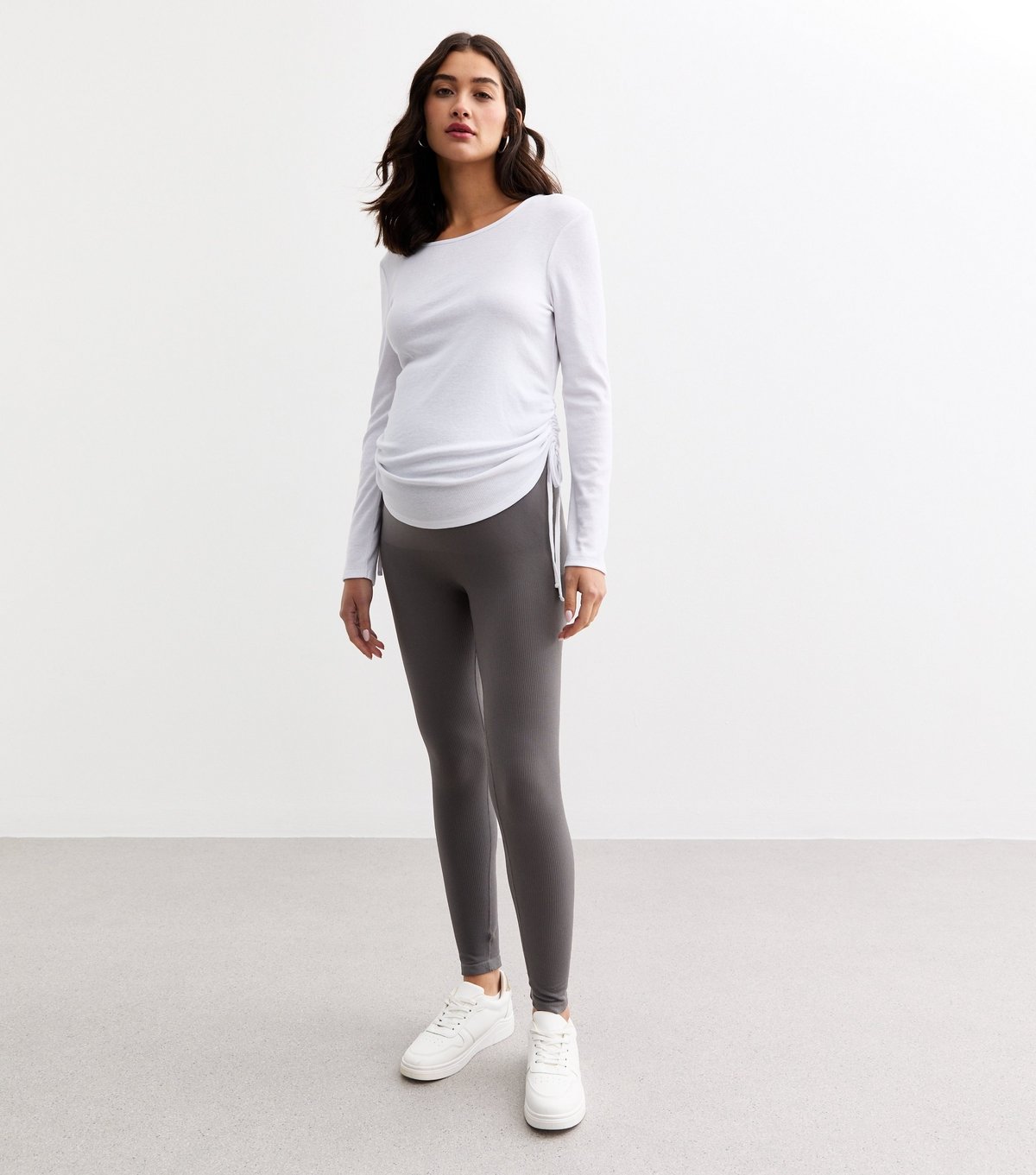 New Look Women's Maternity Dark Grey Seam Free Jersey Leggings New Look - 1