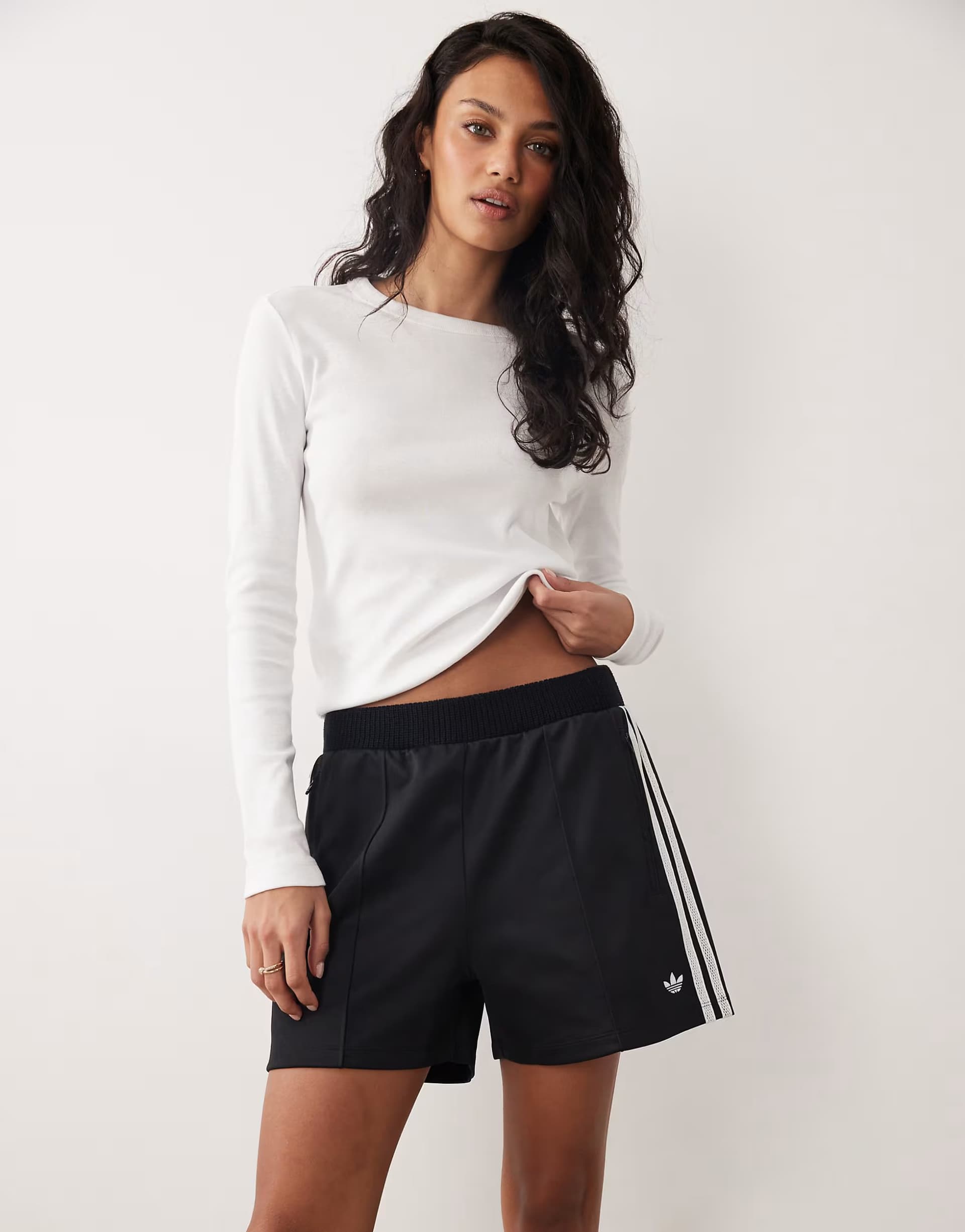 ASOS adidas Originals Sprinter shorts with knitted crochet details in black