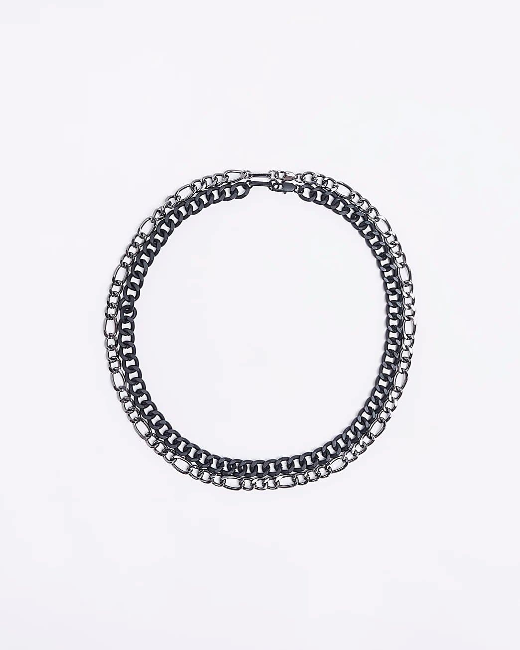 River Island Mens River Island Silver Colour Multirow Chunky Necklace