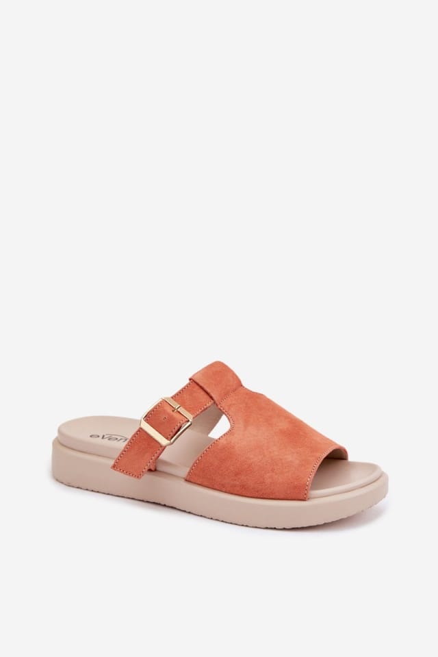 Love Lace Love Lace Women's Suede Platform Sandals with Gold Buckle Straps for Comfort in Orange - 2