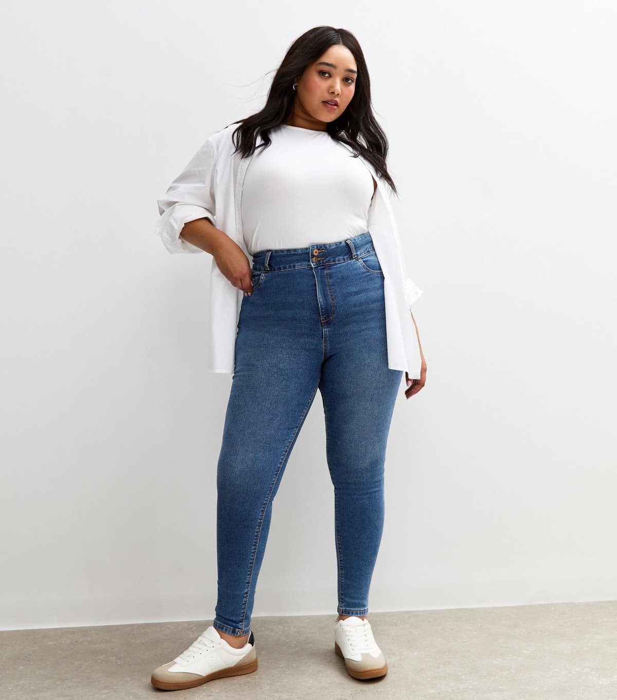 New Look Women's Plus Size Blue Yazmin High Waisted Slim Leg Jeans Curves New Look