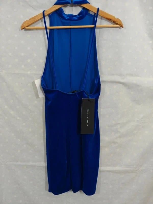 Bershka Bershka blue velvet high-neck mini dress size small new with tags BNWT