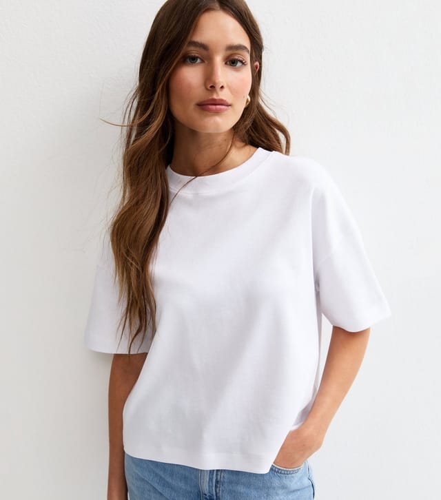 New Look Women's Premium White Heavyweight Cotton Boxy T-Shirt New Look - 3