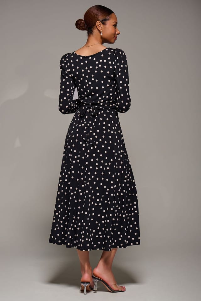 Jolie Moi Jolie Moi Women's Puff Long Sleeve Jersey Maxi Dress in Jet Black - 2