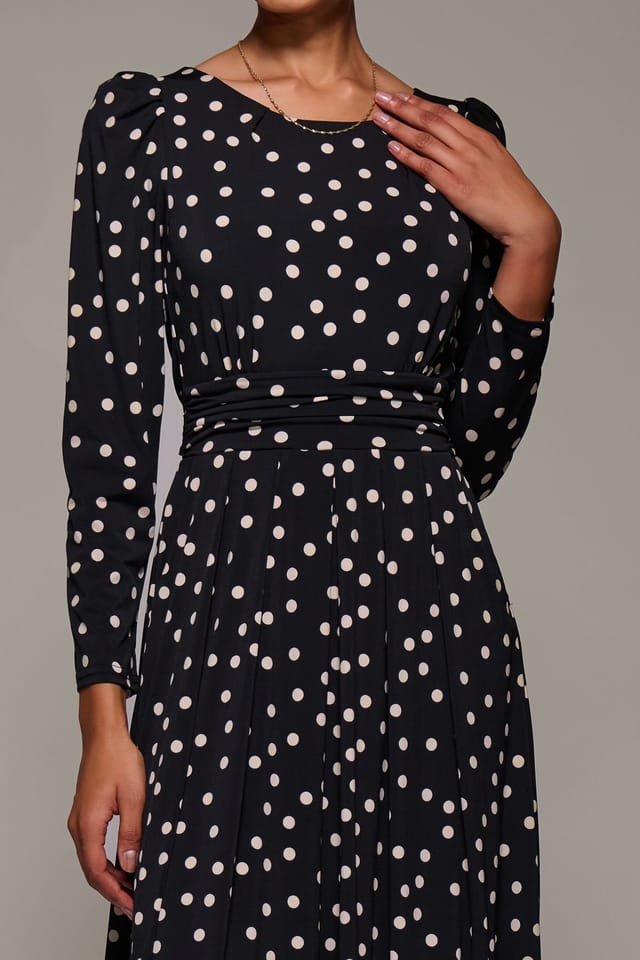 Jolie Moi Jolie Moi Women's Puff Long Sleeve Jersey Maxi Dress in Jet Black - 3
