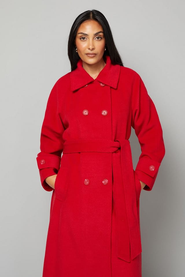 Wallis Wallis Women's Petite Maxi Double Breasted Car Coat in Berry - 2