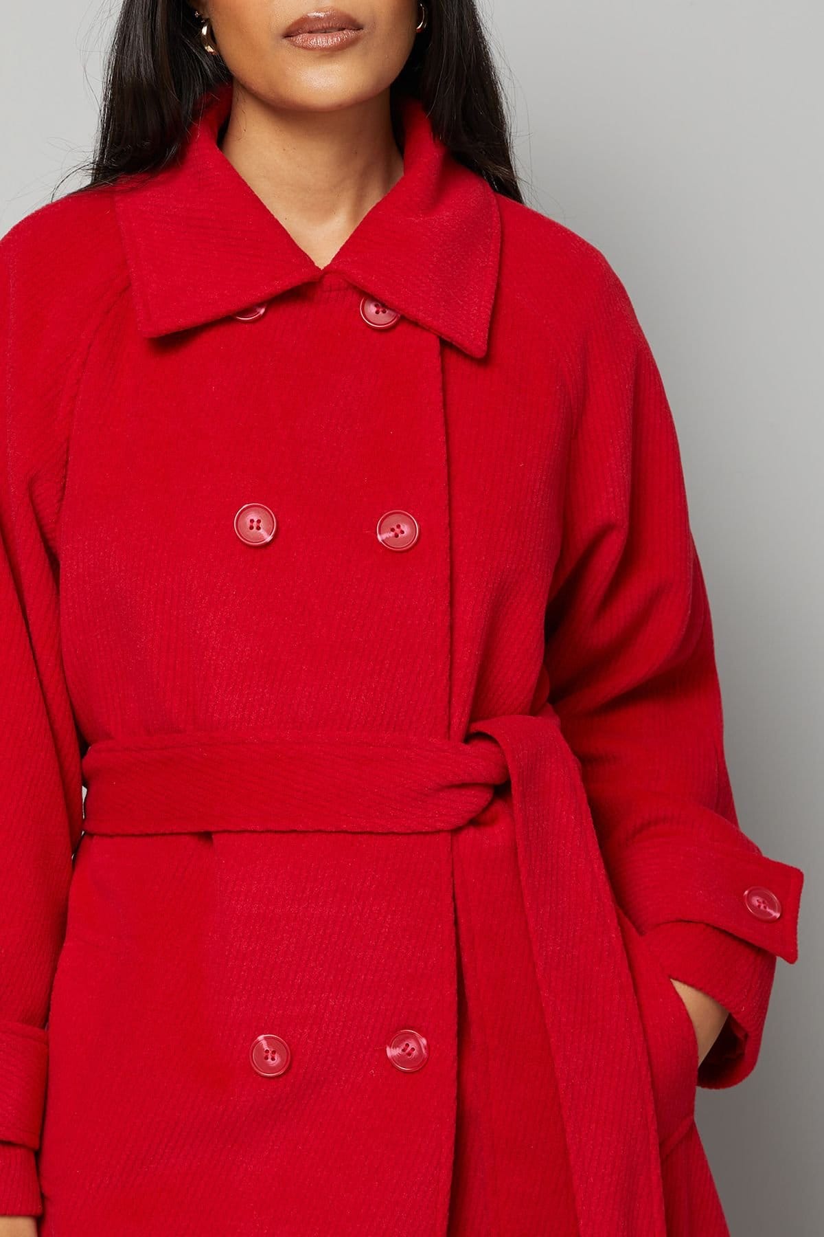 Wallis Wallis Women's Petite Maxi Double Breasted Car Coat in Berry - 4