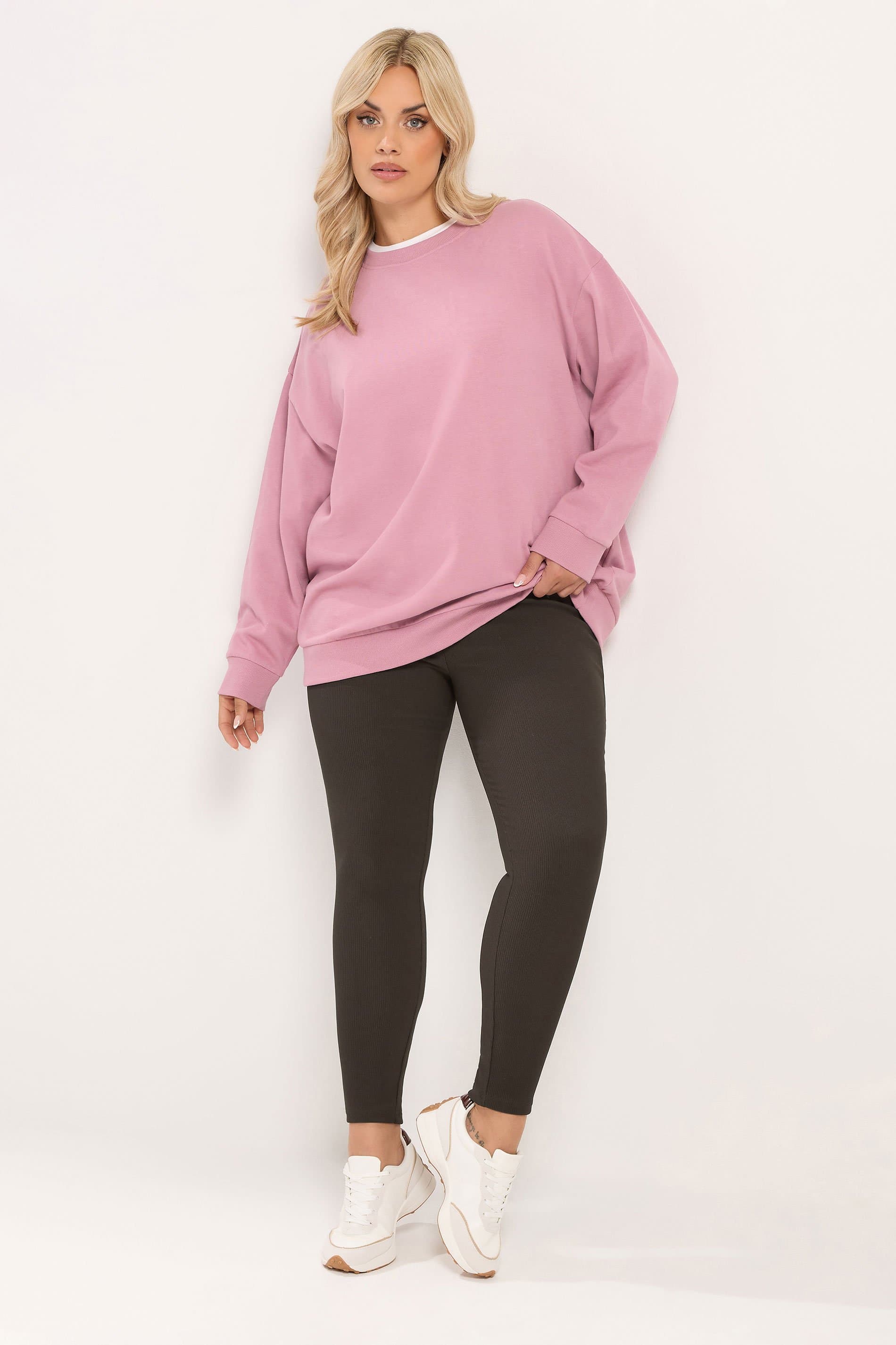 Yours Plus Size Chocolate Brown Rib Leggings