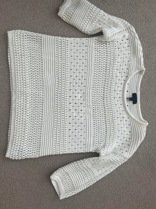 Topshop White Crocheted Knitted Top