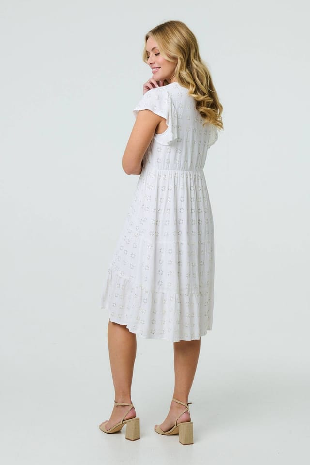 Izabel London Izabel London Women's Embellished Relaxed Midi Dress in White - 3