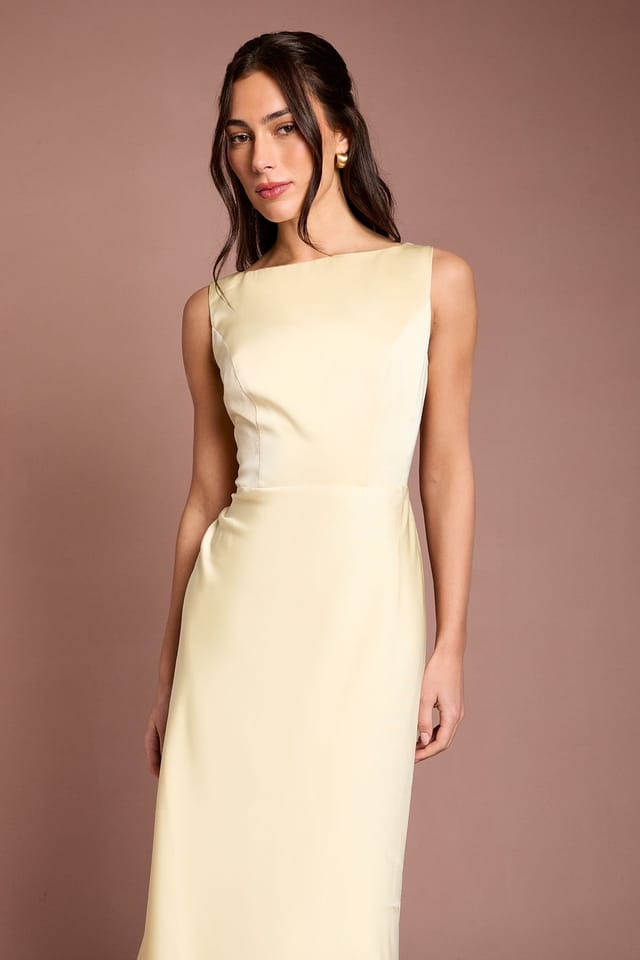 Coast Coast Women's Sleeveless Satin Bridesmaid Dress in Lemon - 2