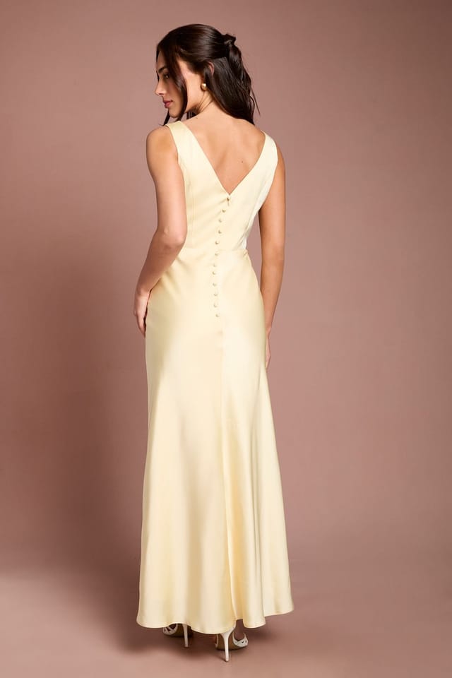 Coast Coast Women's Sleeveless Satin Bridesmaid Dress in Lemon - 3