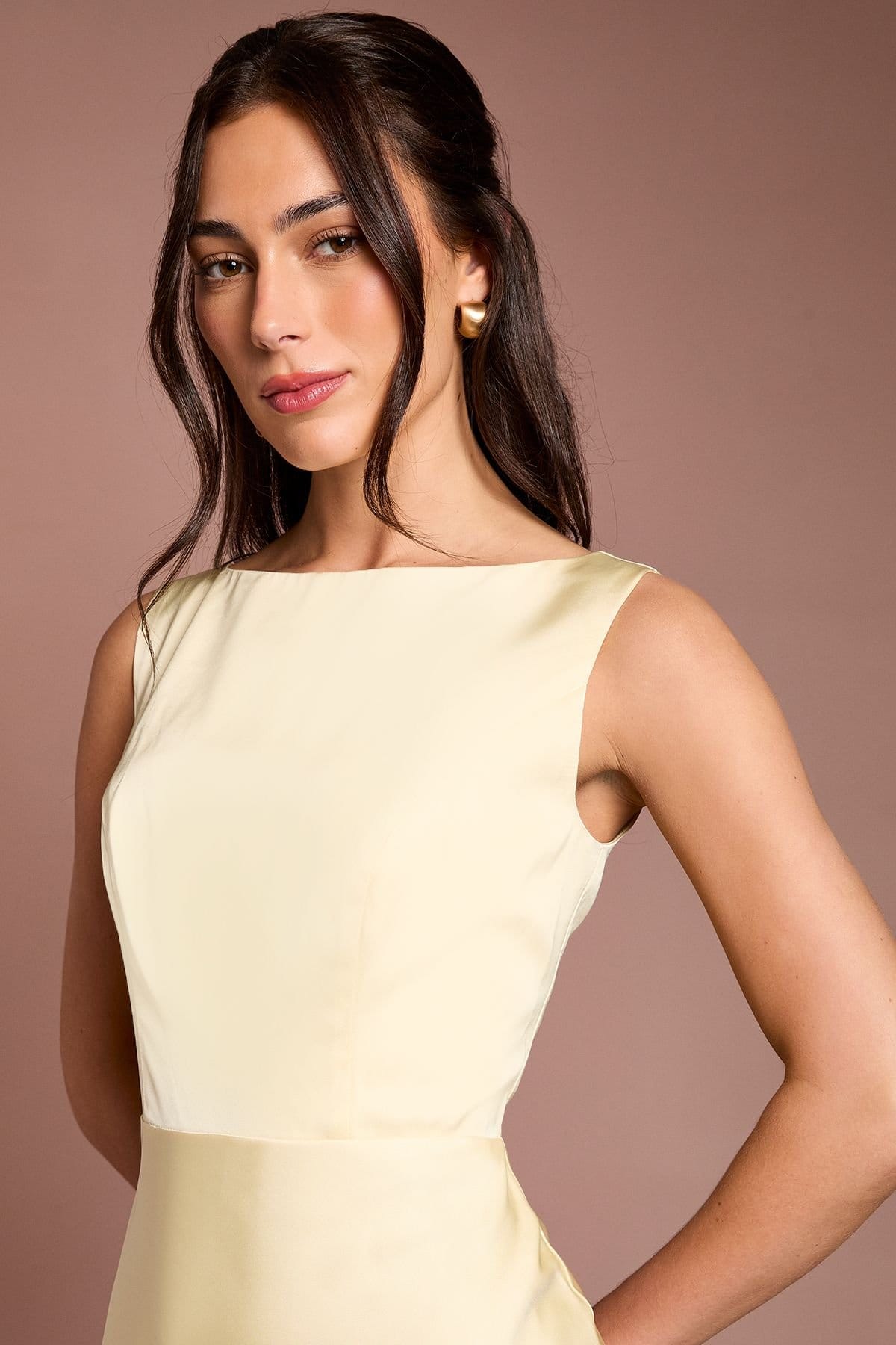 Coast Coast Women's Sleeveless Satin Bridesmaid Dress in Lemon - 4