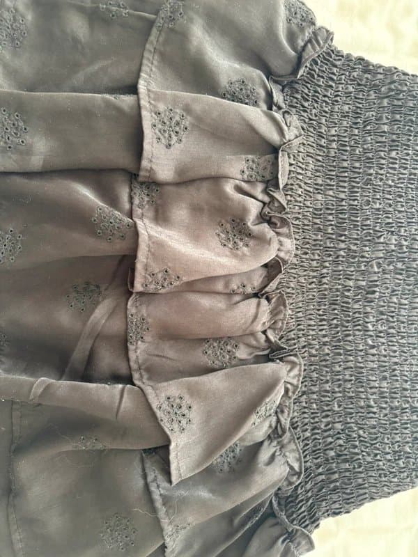 Bershka Bershka black ra ra skirt with ruched waist and flower detail