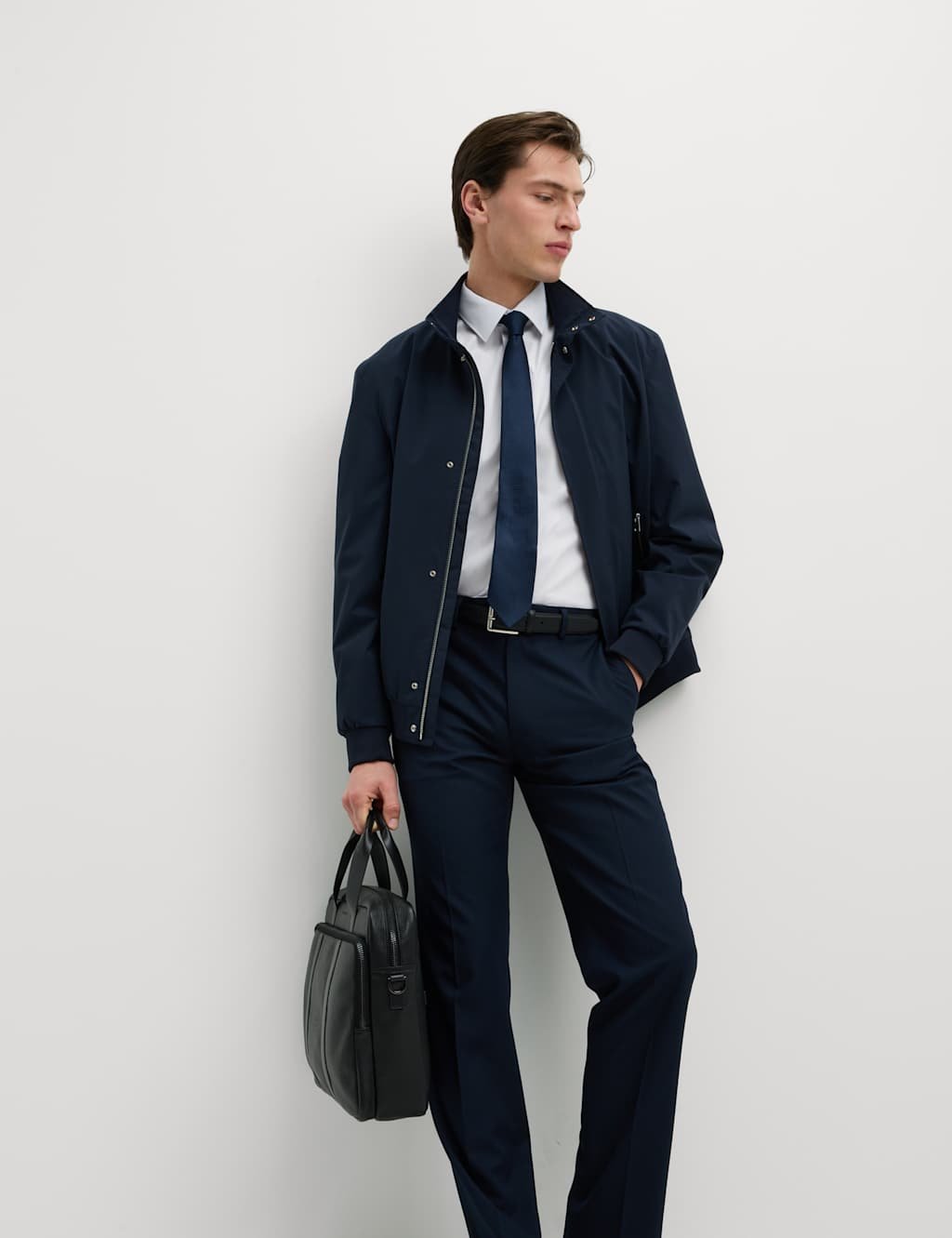 Marks & Spencer M&S Regular Fit Easy Iron Cotton Blend Shirt White - 3