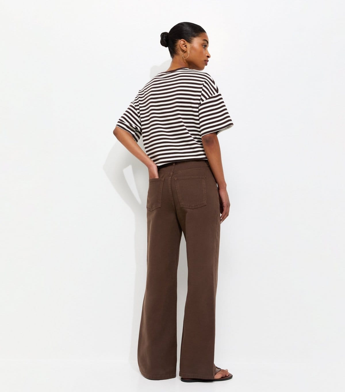 New Look Women's Brown Adalae High Waisted Wide Leg Jeans New Look - 4