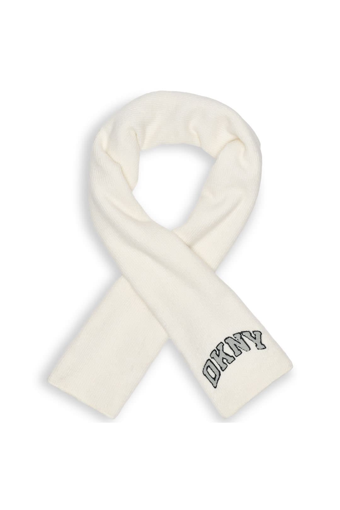 DKNY DKNY Women's VARSITY KNIT LOGO SCARF IVORY