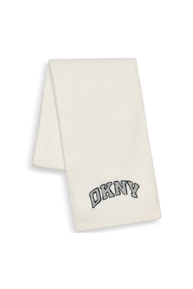 DKNY DKNY Women's VARSITY KNIT LOGO SCARF IVORY - 2
