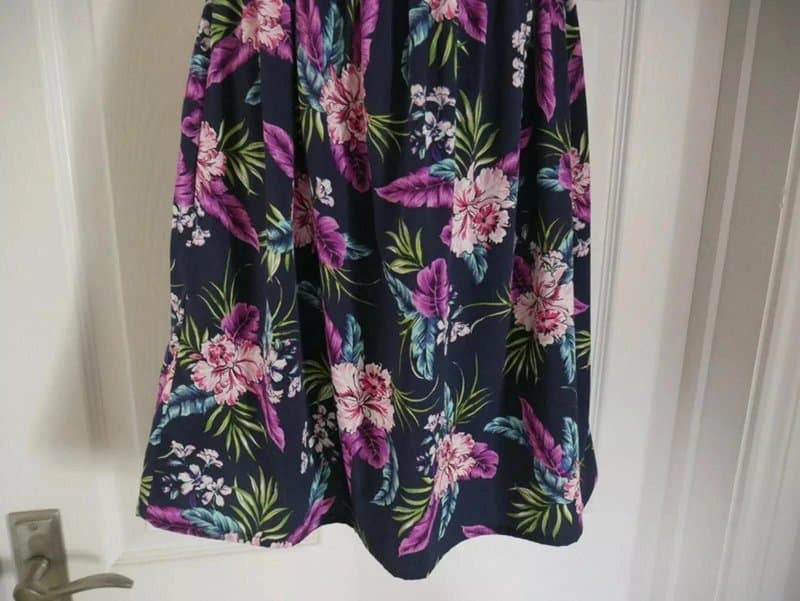 New Look New Look Dress Ladies Size 8 Pink Purple Floral Tea Dress Bow Detail Back