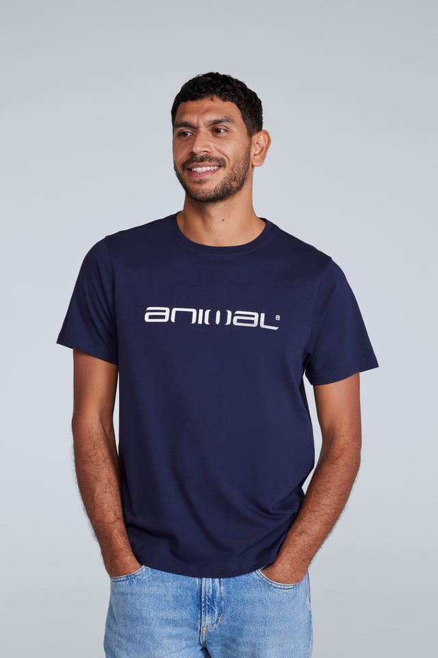 Animal Animal Men's 'Classico' Lightweight Breathable Soft Short Sleeve Cotton T-Shirt in Navy - 2