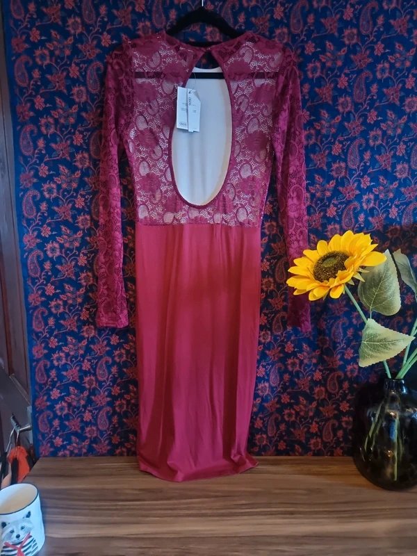 ASOS Burgundy lace midi dress - 1