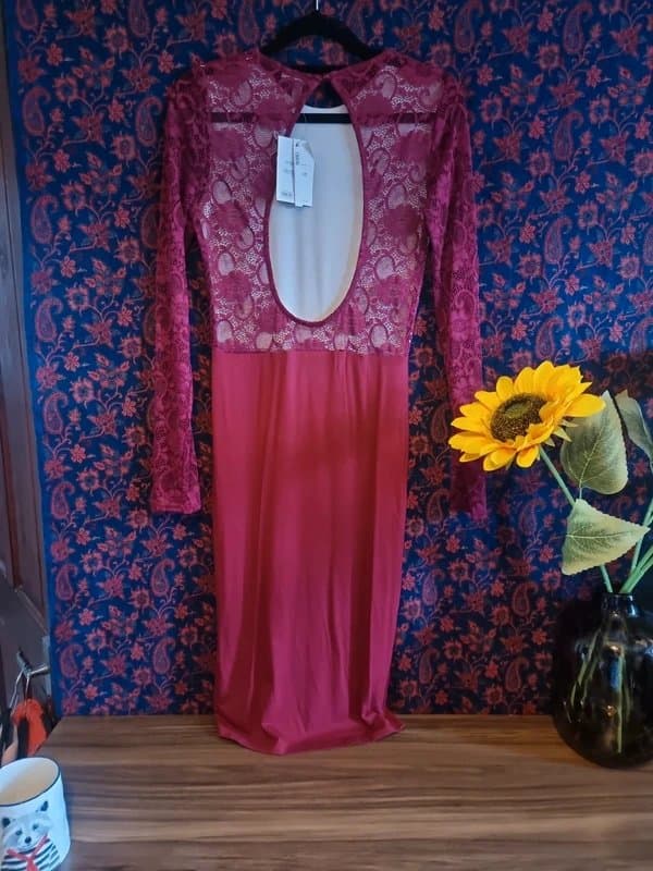 ASOS Burgundy lace midi dress