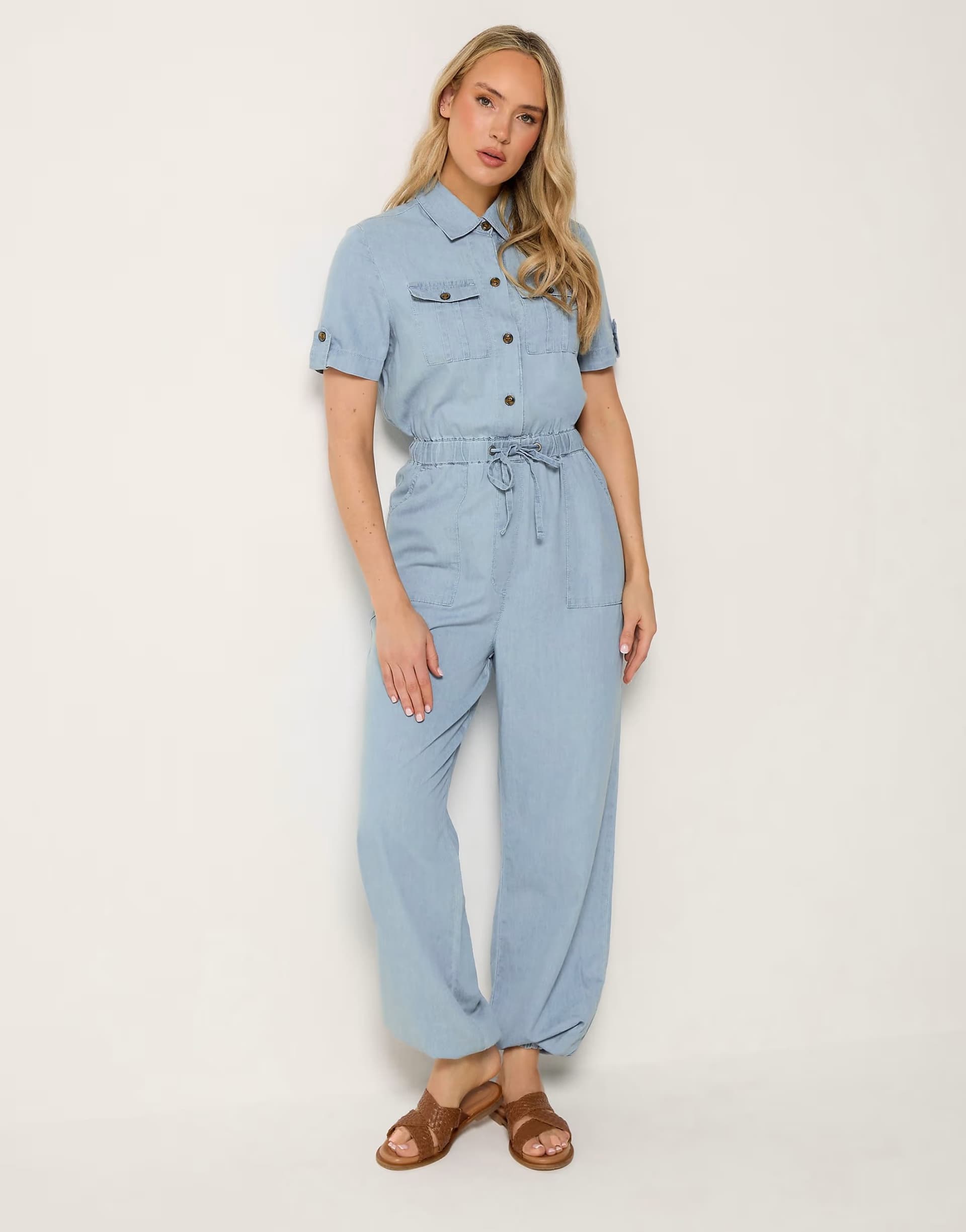 ASOS Long Tall Sally Denim elasticated jumpsuit in blue