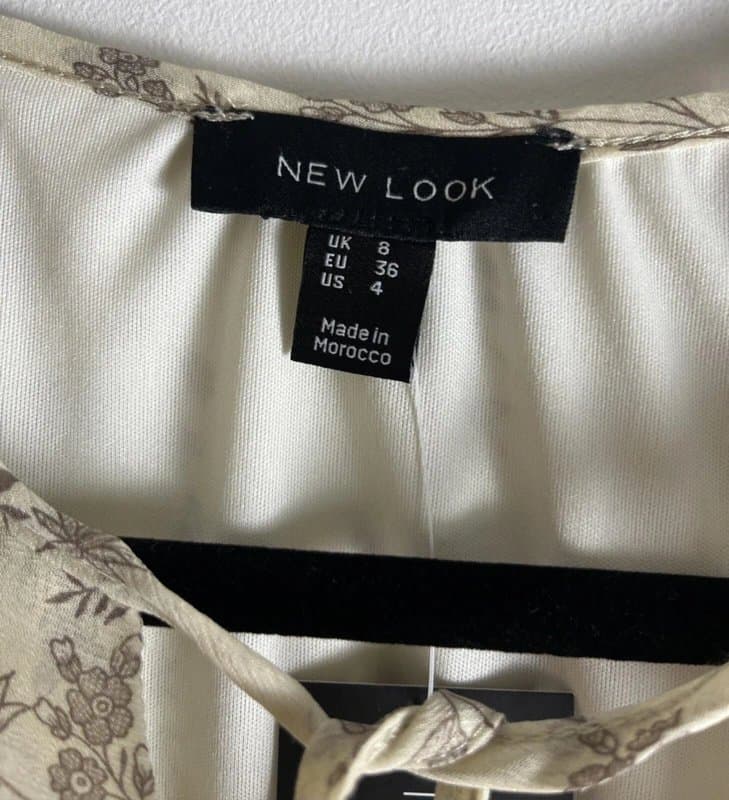 New Look New look - floral frill chiffon dress - size 08 - beige