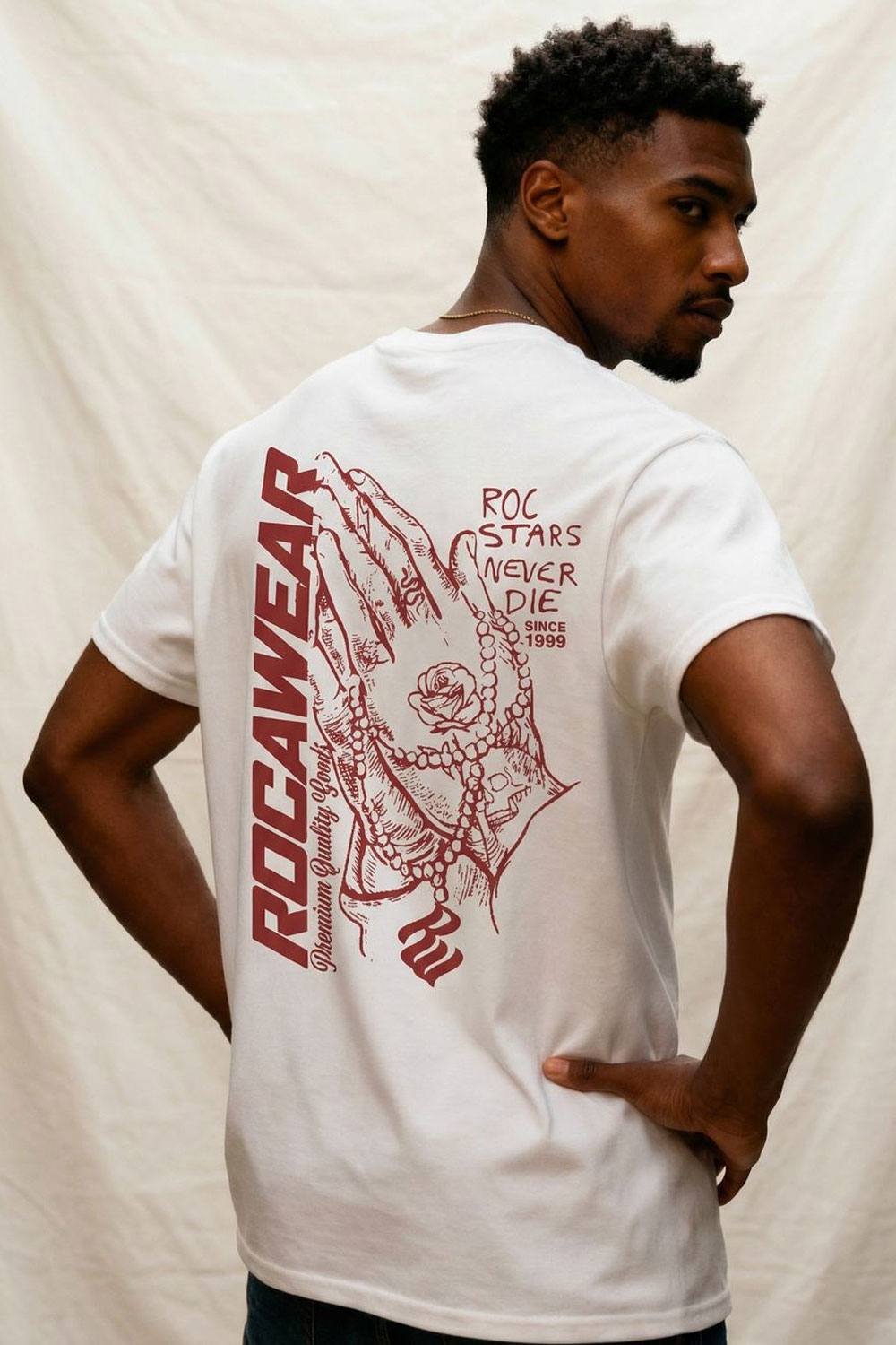 RocaWear Rocawear Men's Praying Hands T-Shirt in White - 2