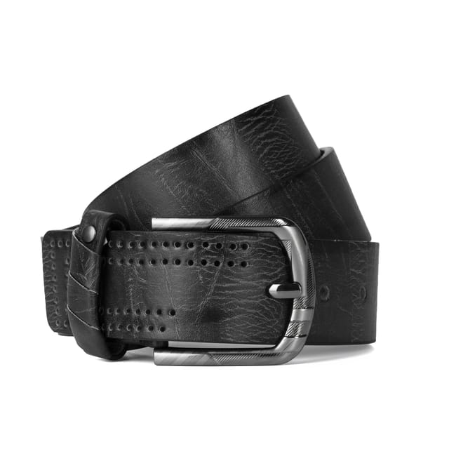Woodland Leathers Woodland Leathers Men's Mens Jeans Belt, Vintage Effect 1.5" Distressed Leather Belt in Black - 3
