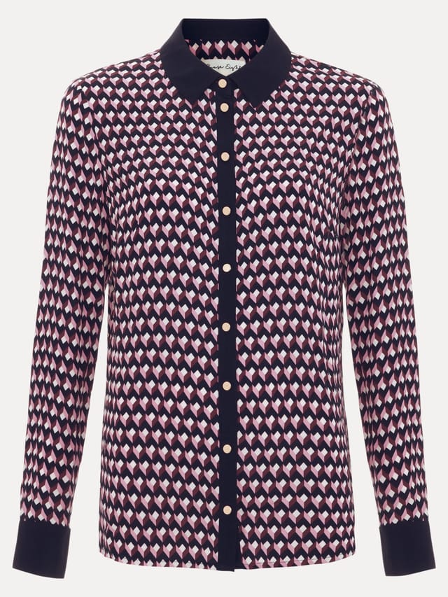 Phase Eight Phase Eight Women's Briar Geo Print Shirt in Dusty Pink - 2