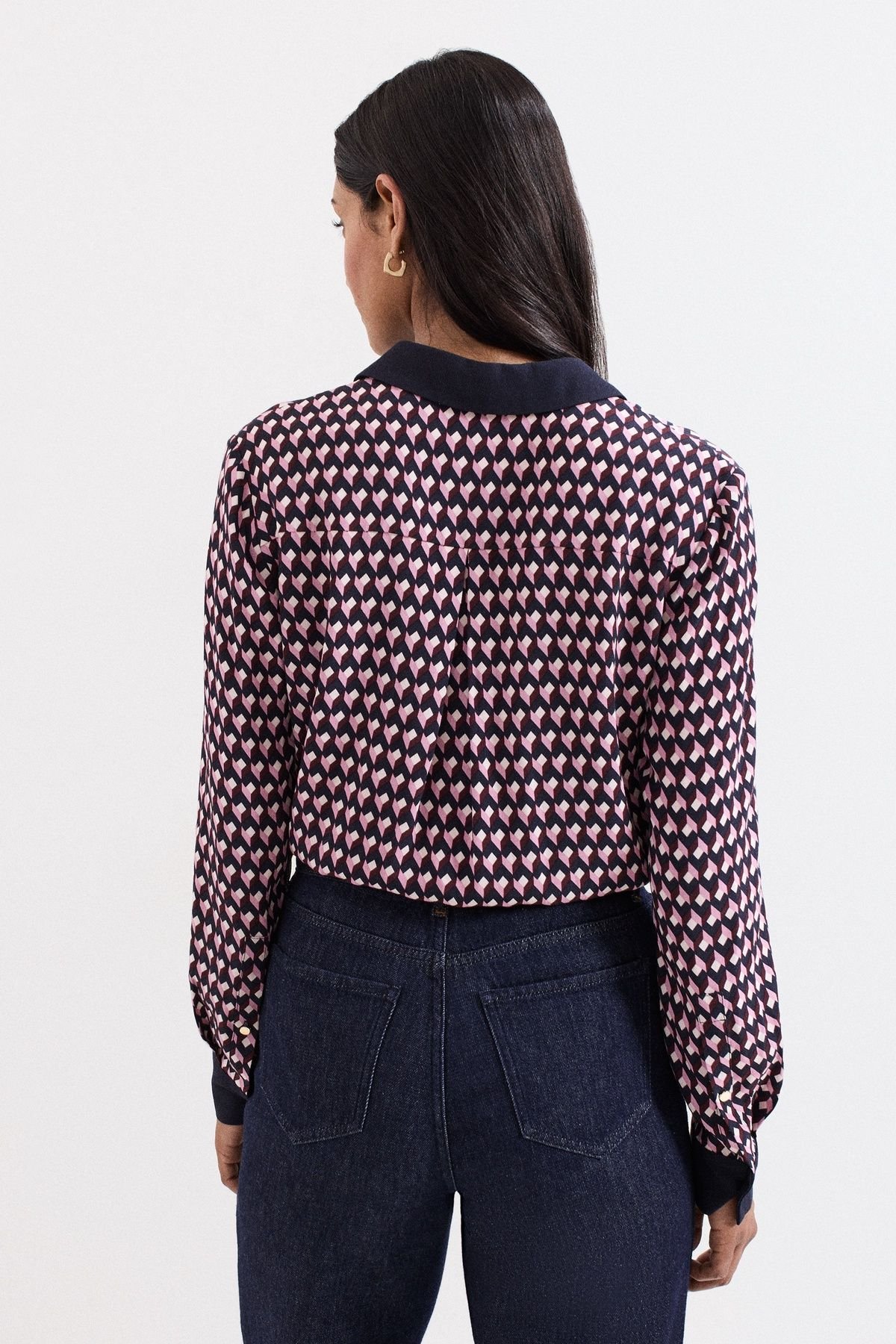 Phase Eight Phase Eight Women's Briar Geo Print Shirt in Dusty Pink - 4