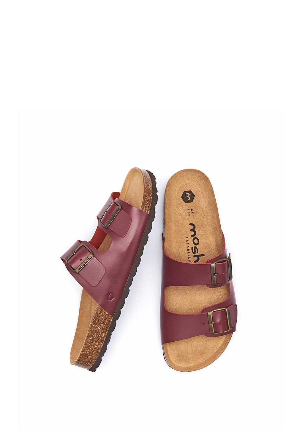 Moshulu Moshulu Men's 'Munich Waxy' Slip On Mule Cork Sandals in Red - 3