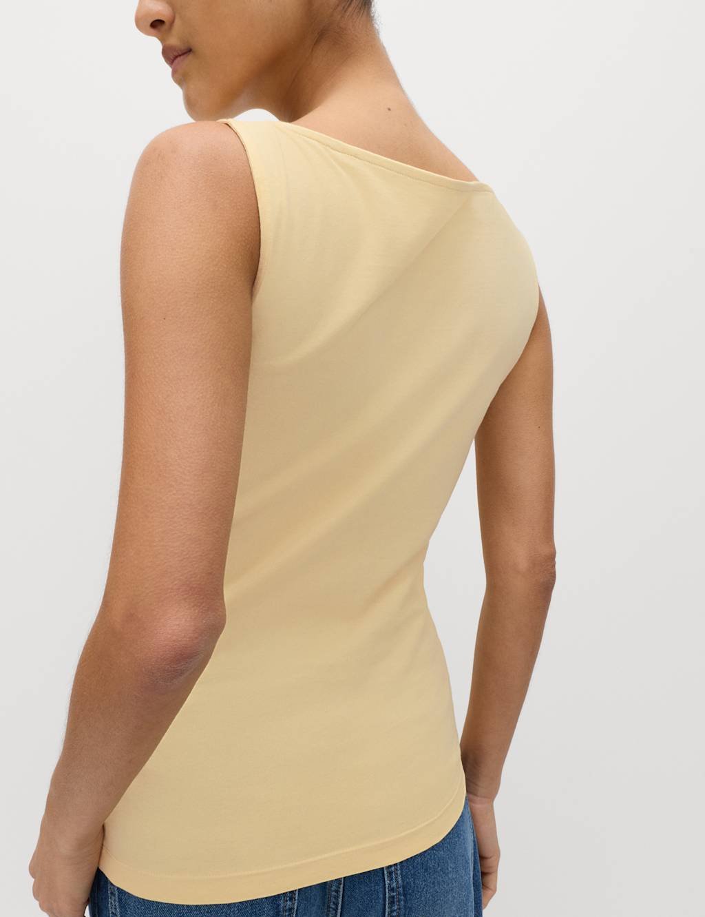 Marks & Spencer M&S Cotton Rich Slash Neck Slim Fit Vest Pale Yellow - 2