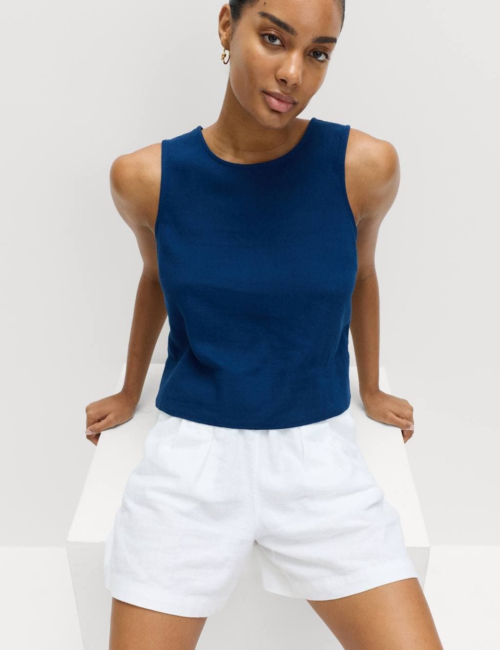 Marks & Spencer M&S Vest with Linen Dark Marine
