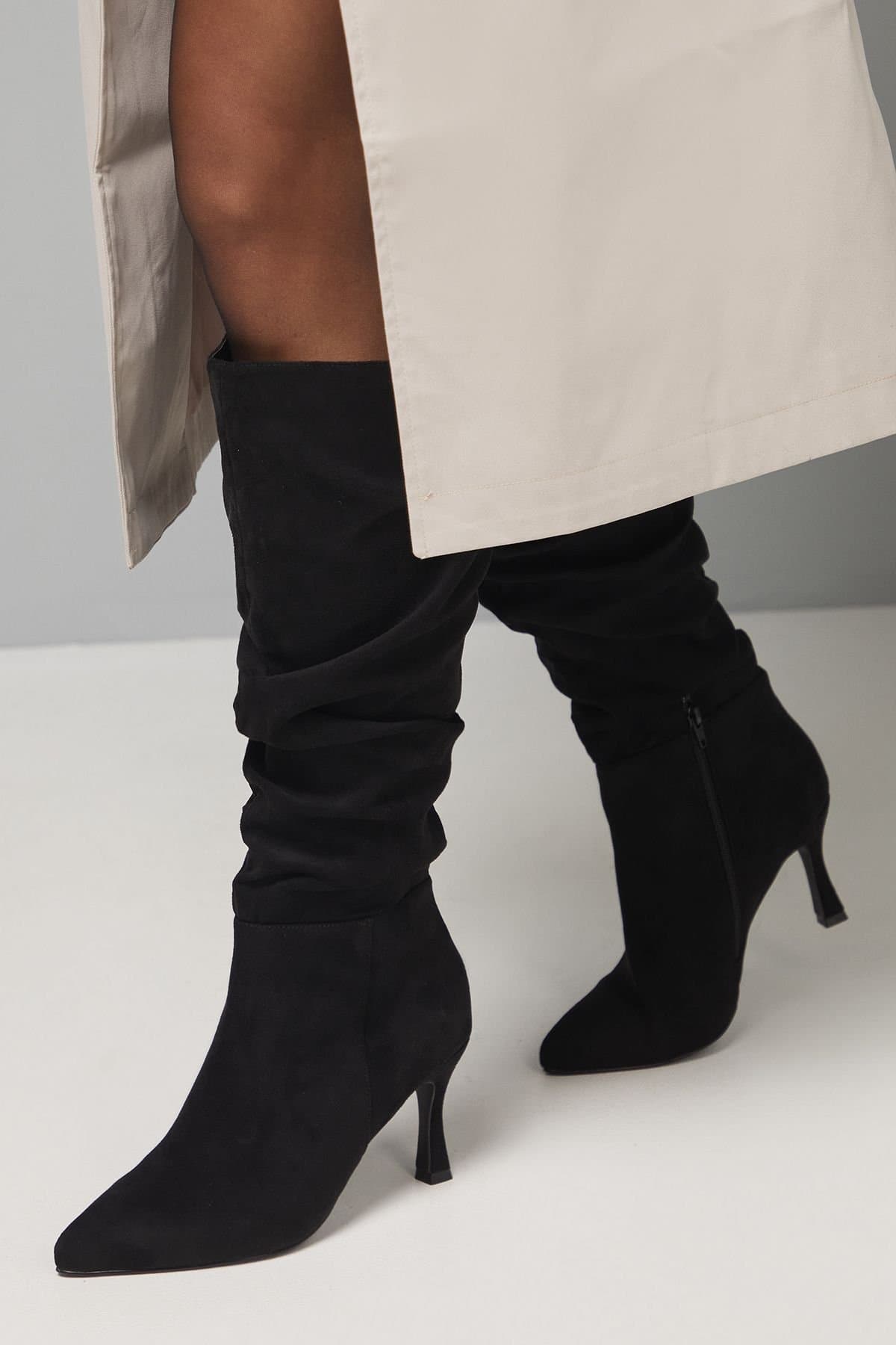 Wallis Wallis Women's Wide Fit Hibiscus Faux Suede Ruche High Stiletto