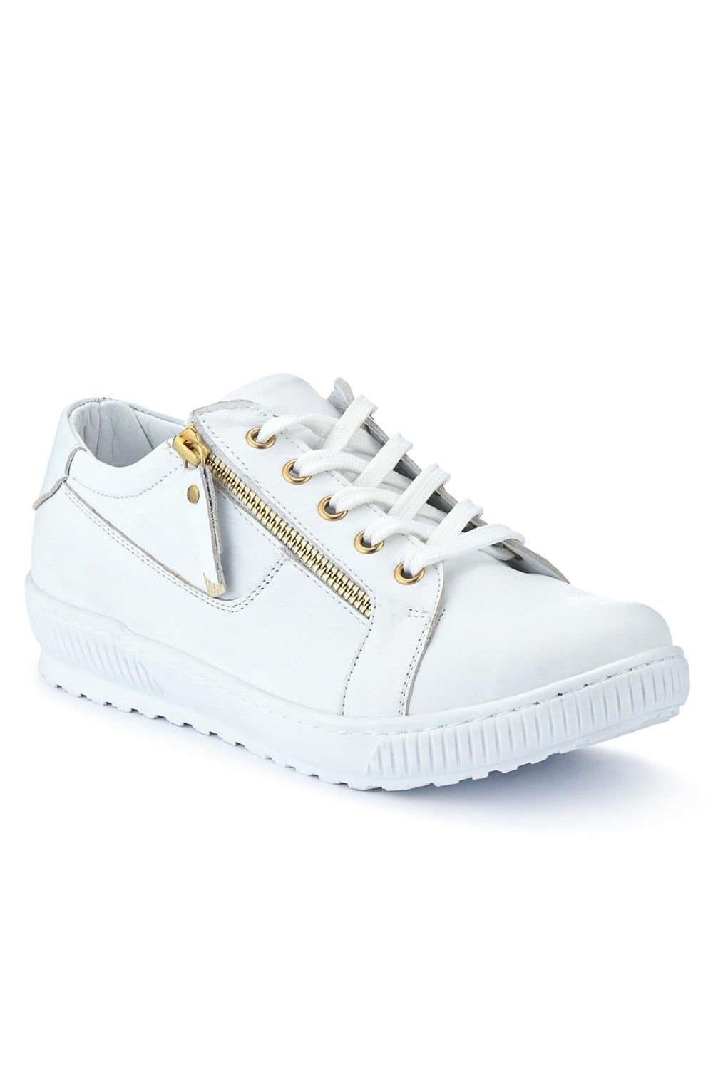 Jones Bootmaker Jones Bootmaker White Wide-Fit Leather Trainers