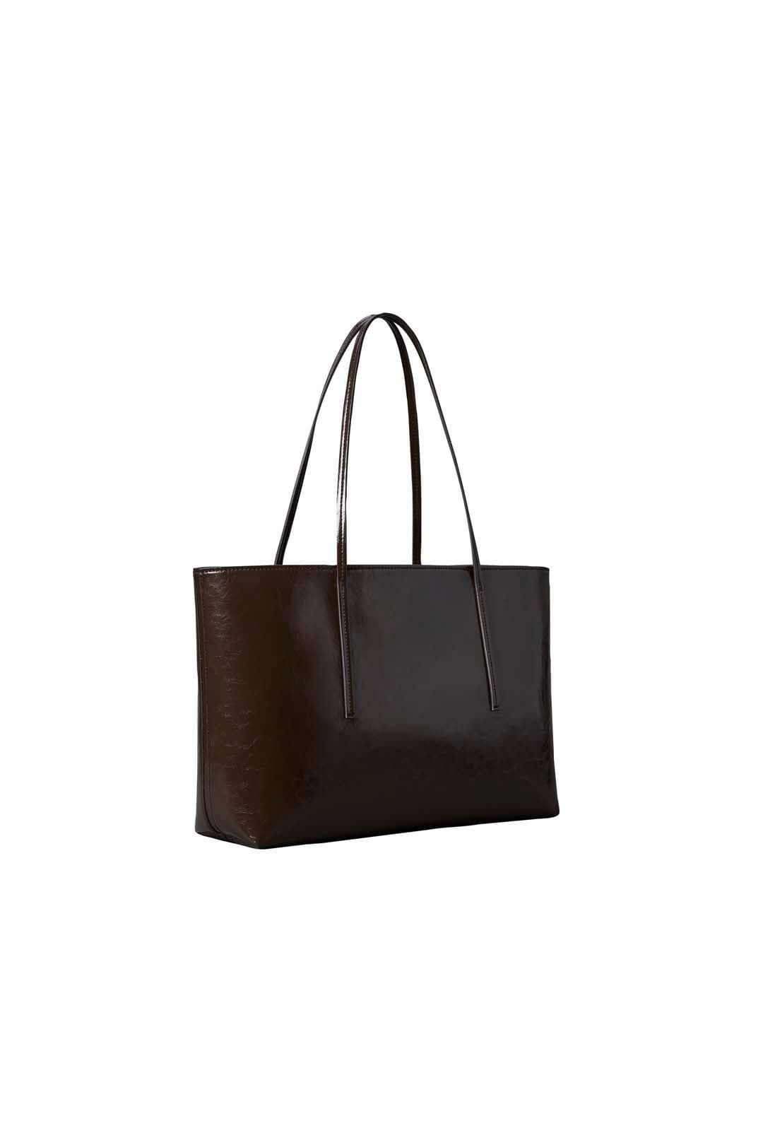 Calvin Klein Calvin Klein Brown Foil Logo Glossy Tote Pouch