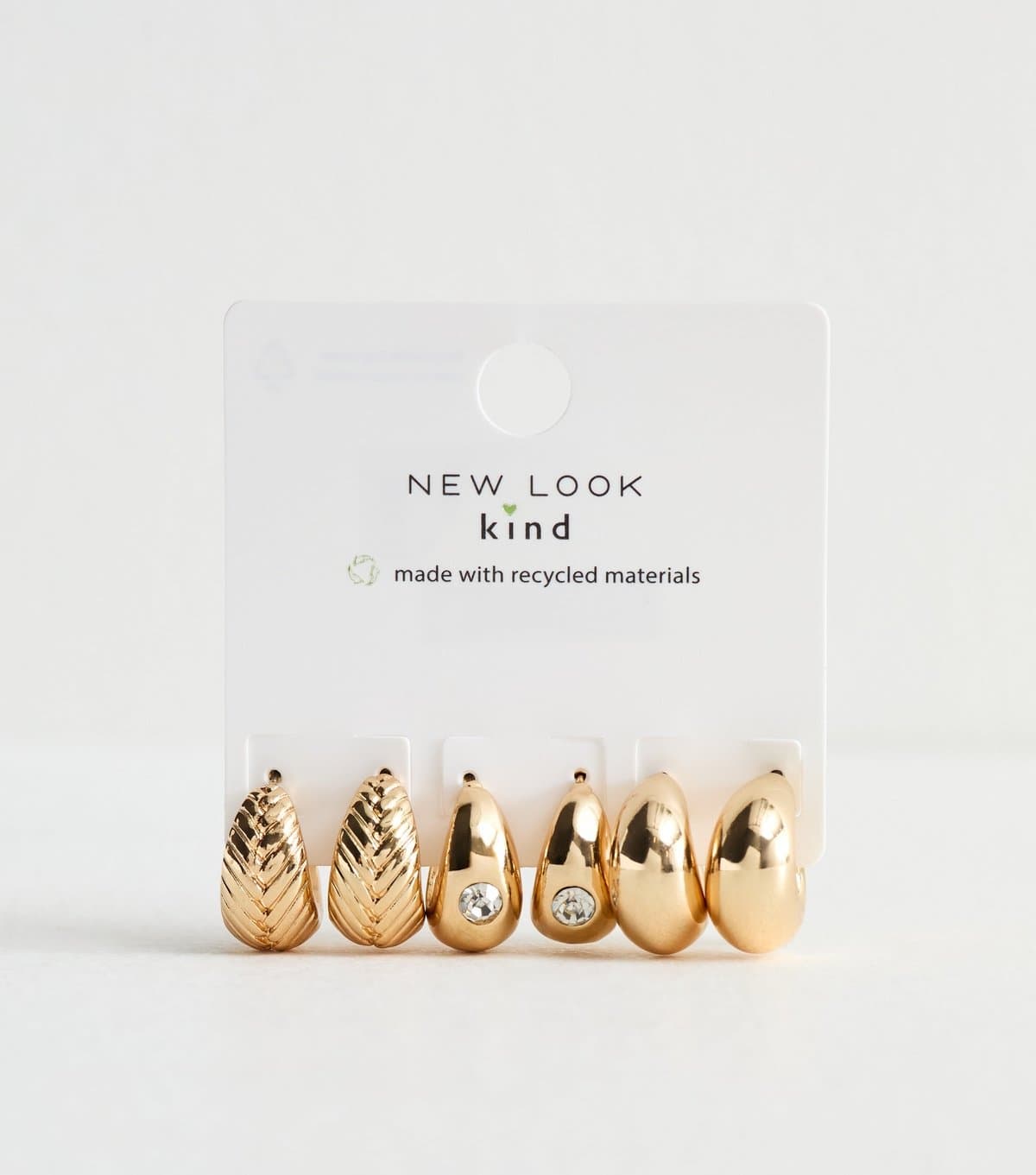 New Look 3 Pack Gold Tone Diamanté Hoop Earrings New Look