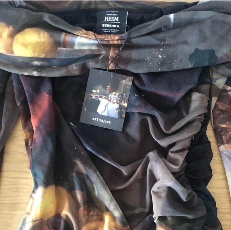 Bershka Bershka Rusched Italian Art banquet dress