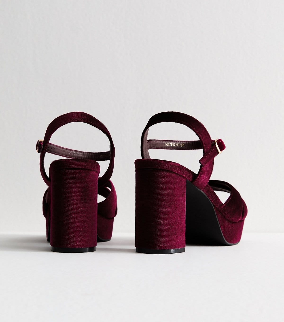 New Look Women's Wide Fit Burgundy Velvet Platform Sandals Vegan New Look - 4