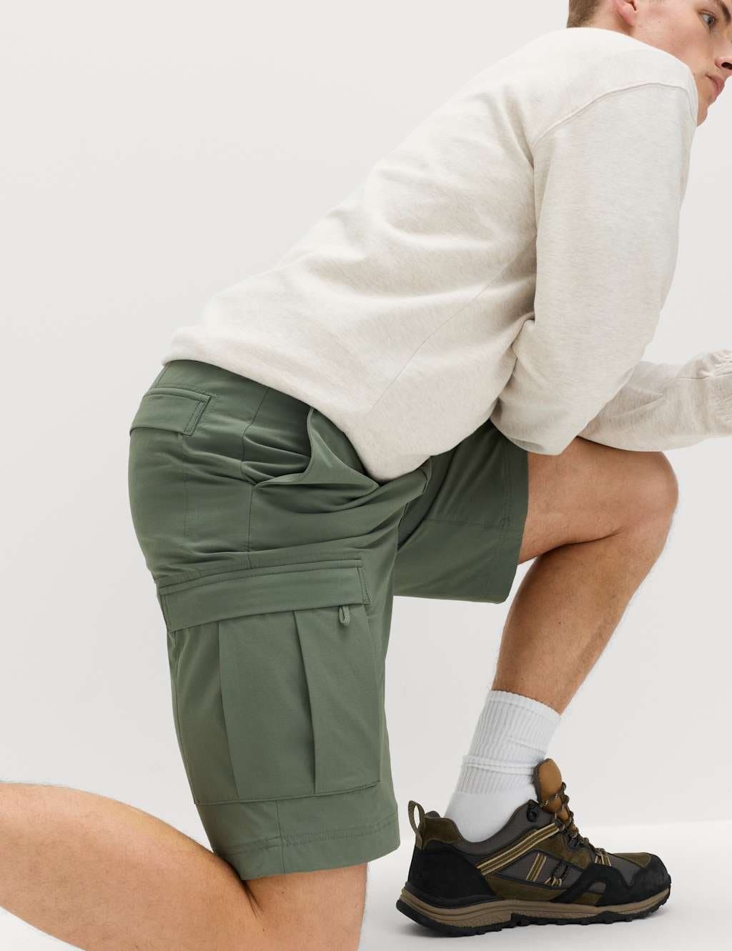 Marks & Spencer M&S Straight Fit Cargo Shorts Moss Green