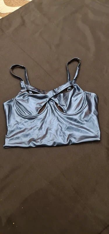 Bershka Metalic blue top