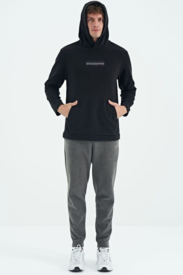 Tommy Life Tommy Life Men's Printed Logo Hoodie in Black - 2