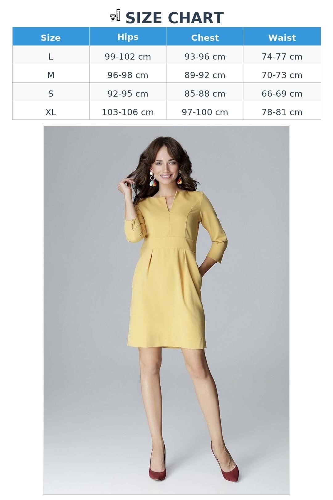 Love Lace Love Lace Women's V Neck 3/4 Sleeve Slim Fit Dress in Yellow - 4